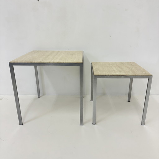 Set Of 2 Travertine Side Tables , 1970’S