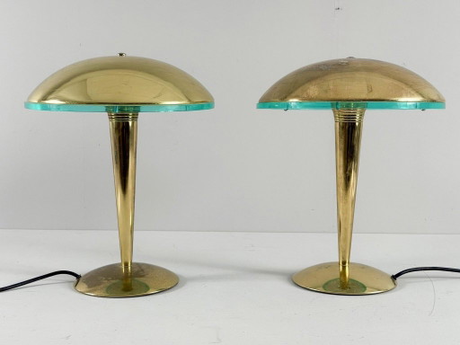 Set di 2 lampade da tavolo/lampade a cuscino in stile Art Déco, Germania, anni '80