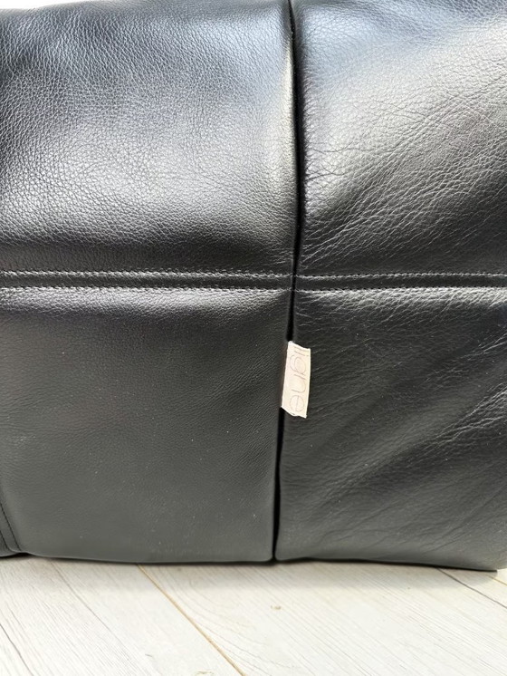 Image 1 of Vintage Leather ‘Kashima’ 1-Seater + Ottoman by Michel Ducaroy for Ligne Roset 80s