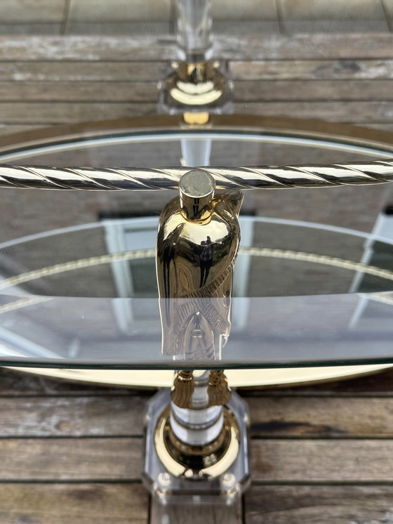 Image 1 of Tavolino da caffè Hollywood Regency | Italiano, dorato e a specchio | ca. 1975)