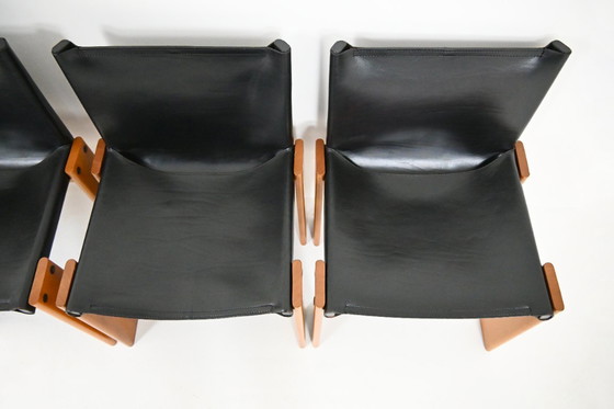 Image 1 of Chaises de salle à manger Monk par Afra & Tobia Scarpa pour Molteni, 1970, ensemble de 4