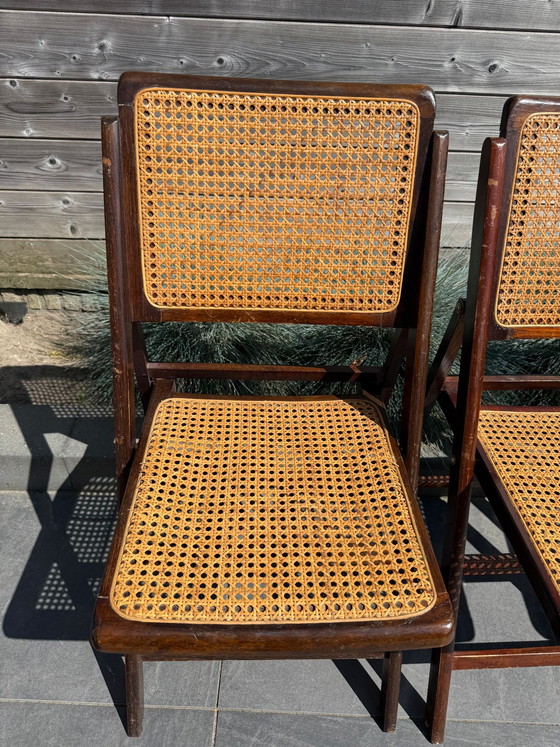 Image 1 of 4 sedie pieghevoli vintage con struttura in tessuto, anni '60