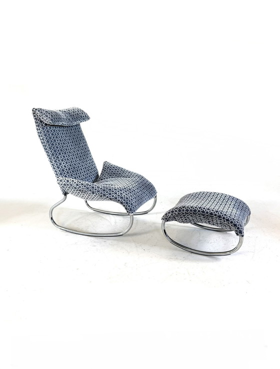 Image 1 of Vintage design rocking chair + ottoman '80