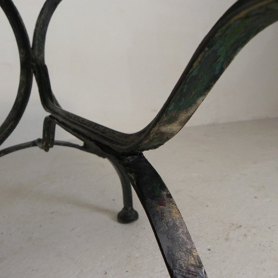 Image 1 of Table de bistro en acier, table de jardin à profil en T incurvé, années 1950