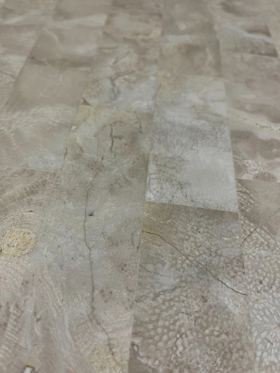 Image 1 of Vivai del Sud rattan and travertine dining table, Italy, 1960s