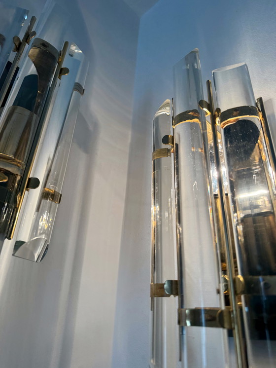 Image 1 of Wandleuchten aus Kristallbaguette aus den 1980er Jahren