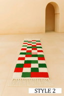 Kerst Marokkaanse Runner – Rood en groen geruite wollen Runner 300X70