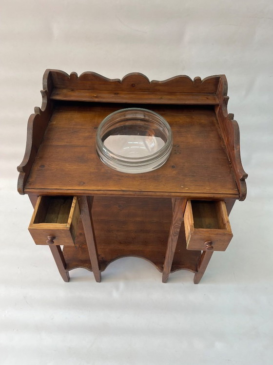 Herkomst: Wastafelmeubel/wastafelonderstel uit de jaren 60, Italië – Kasten, Glass, Wood (photo 3 of 7)
