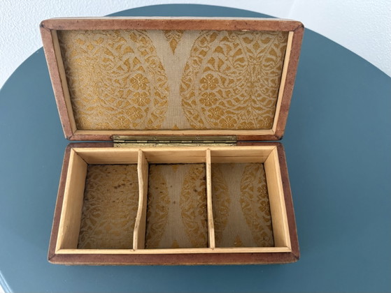 Image 1 of Vintage Florentijns hout met leder sieradendoosje