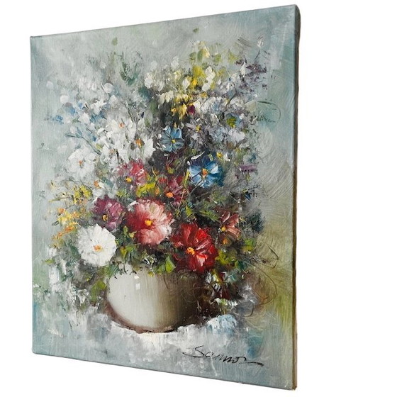 Image 1 of Vintage XL flower painting oil painting Eddy Samson
