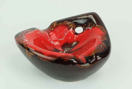 Ciotola in ceramica vintage francese di metà secolo, smaltata a goccia Vallauris, forma organica, anni '60 