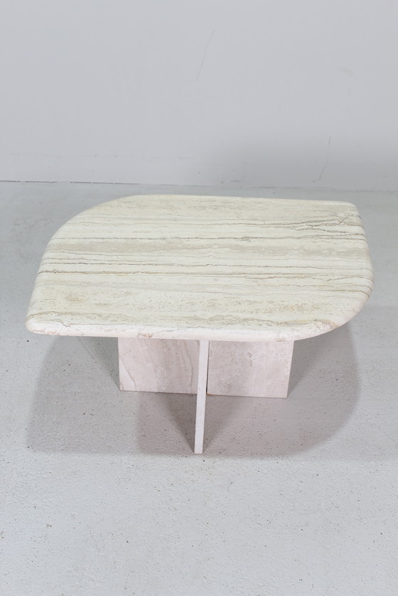Image 1 of Vintage Travertin Salontafel, Bijzettafel - Natuursteen