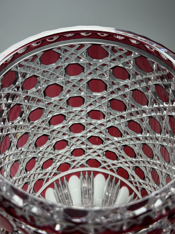 Image 1 of Rare Hand-Cut Overlay Crystal Vase in Ruby – Cristallerie de Lorraine, 1930s