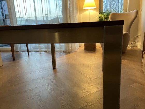 Image 1 of Tavolo da pranzo Arco Pure - Noce americano e acciaio inossidabile - 155x90x75 cm