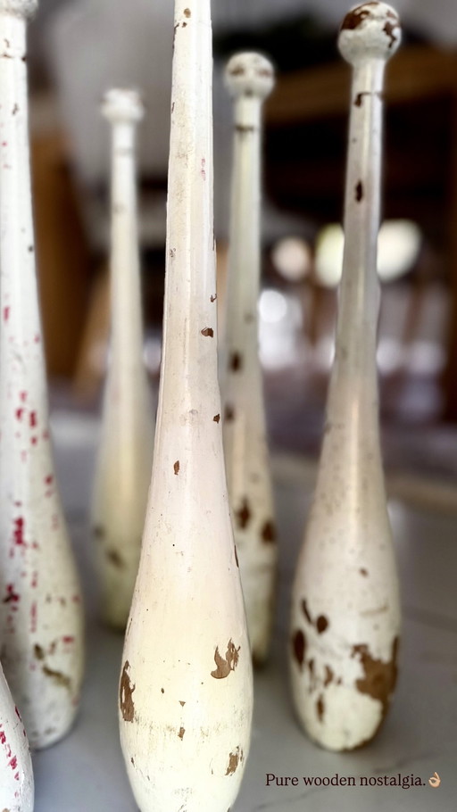 Ensemble unique de massues de gymnastique anciennes (vers 1920) – de caractère et décoratives