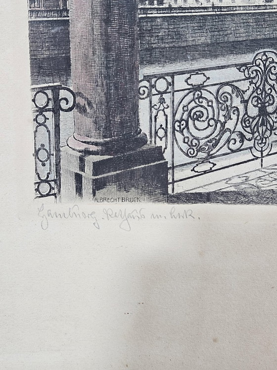 Albrecht Bruck, Stadhuis in Hamburg, Ets – Giclée Prints, Wood, Realisme (photo 8 of 14)