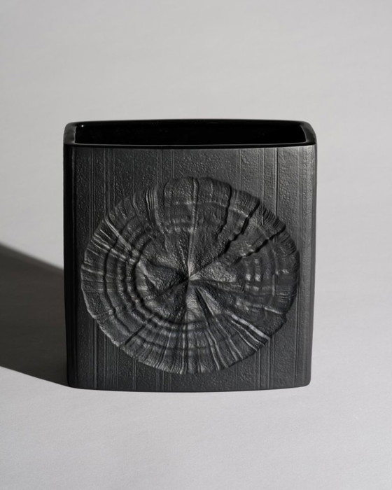 Image 1 of Zeldzame Ammoniten Porcelaine Noire porseleinen vaas Martin Freyer voor Rosenthal H24cm