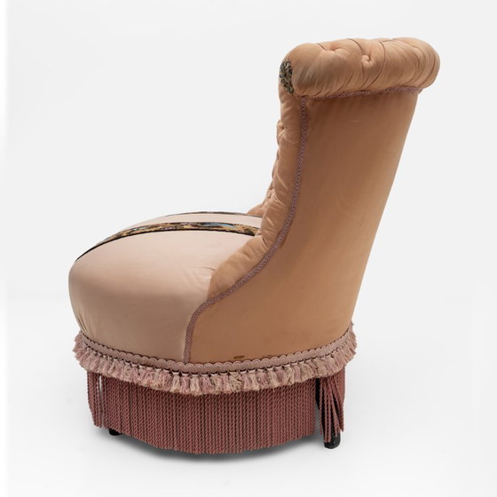 Image 1 of Raro sofá de satén de seda Napoleón III del siglo XIX