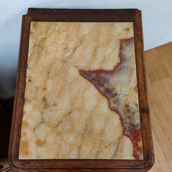 Image 1 of Set di comodini antichi vintage con piano in marmo