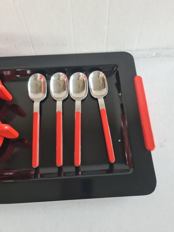 Morinox Italy Tablett-Set mit 4 Tassen, Untertassen, Löffeln – Tafelgeschirr, Plastic, rvs (photo 2 of 10)