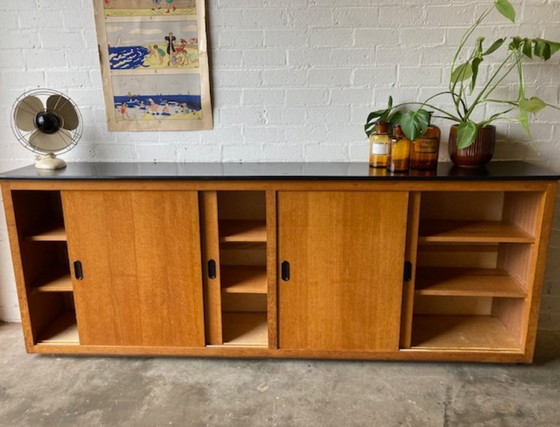 Image 1 of Vintage school cupboard sliding door cupboard dresser XL