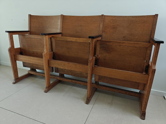 Image 1 of Vintage theaterbankje 'Amsterdamse school' 