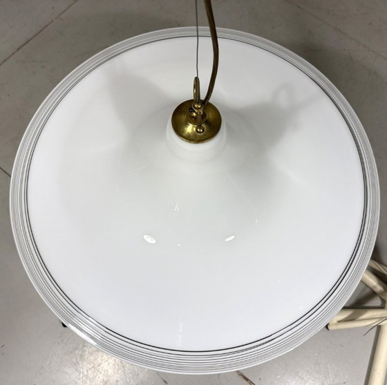 Image 1 of Vistosi Italy large white glass pendant lamp 1960's