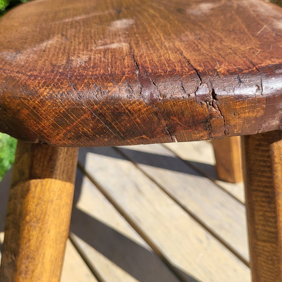 Image 1 of Milking Stool, Brutalist Shepherd in Solid Wood