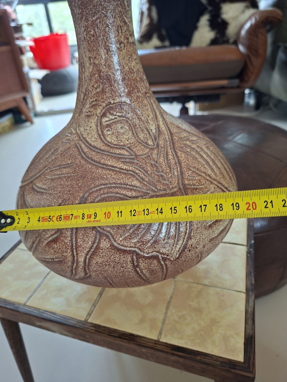 Large vintage Accolay France vase with Sgraffito dancing girl. – Ceramic (photo 9 of 9)