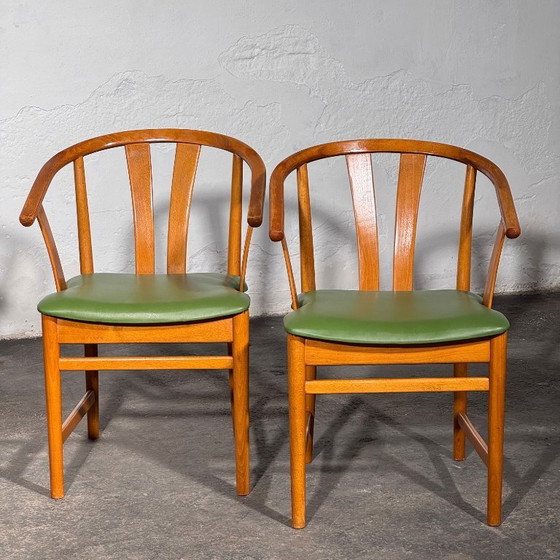 Image 1 of Set of 4 Carl-Ewert Ekström Chairs, Reupholstered in Leather, 1970s