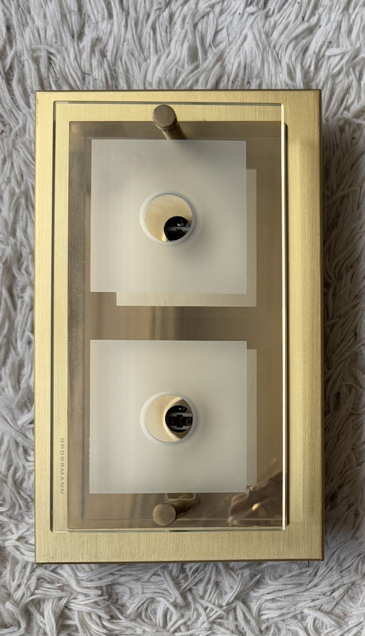 Lámpara de pared Grossmann de latón y vidrio, años 80