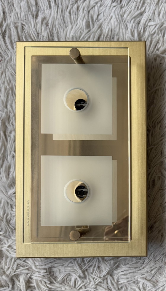 Image 1 of Applique Grossmann in ottone e vetro, anni '80