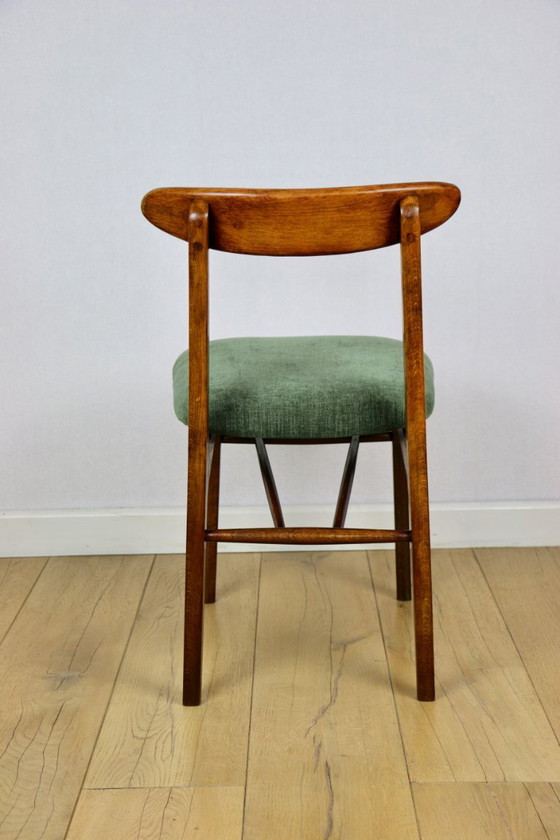 Image 1 of Vintage Hałas stoel groen - houten rugleuning
