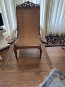 Chaise de planteur coloniale ancienne de Jakarta (vers 1920-1930)