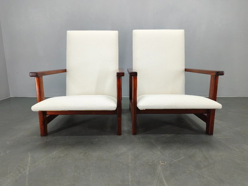 Pair of Mid-Century Pine Lounge Chairs, Czechoslovakia 1970s