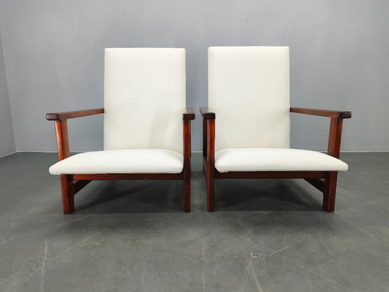 Image 1 of Pair of Mid-Century Pine Lounge Chairs, Czechoslovakia 1970s