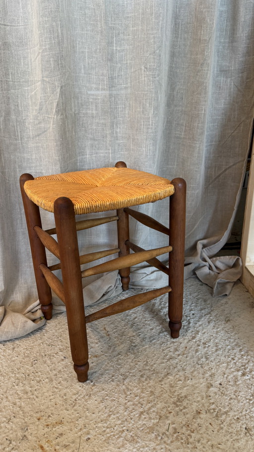 Tabouret vintage en osier, comme neuf