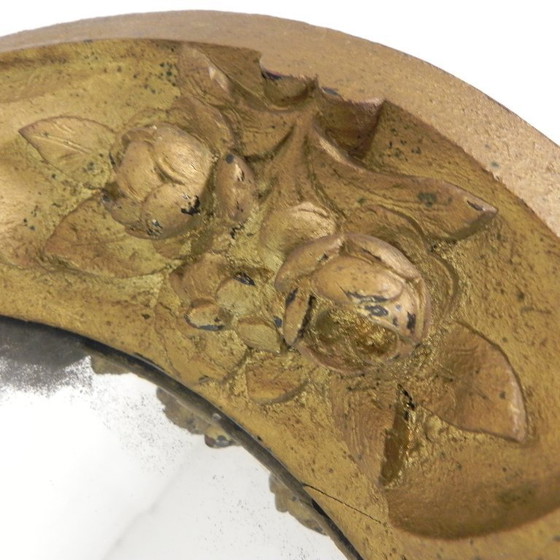 Image 1 of Gold oval mirror with cut edge, 1950s