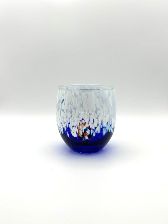 Image 1 of Set di 6 bicchieri in vetro soffiato veneziano con murrine Effetre Murano fuse nel vetro, hand made in italy.