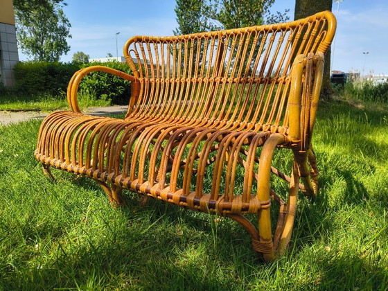 Image 1 of Vintage Rattan Set Rohé (Belse 8) Sofa + 2 Chairs