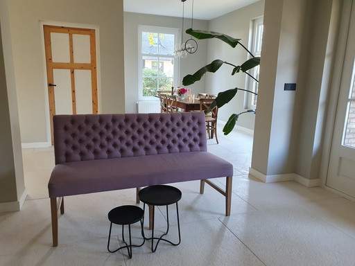 Banc de salle à manger, marque Olav, capitonné, couleur lavande