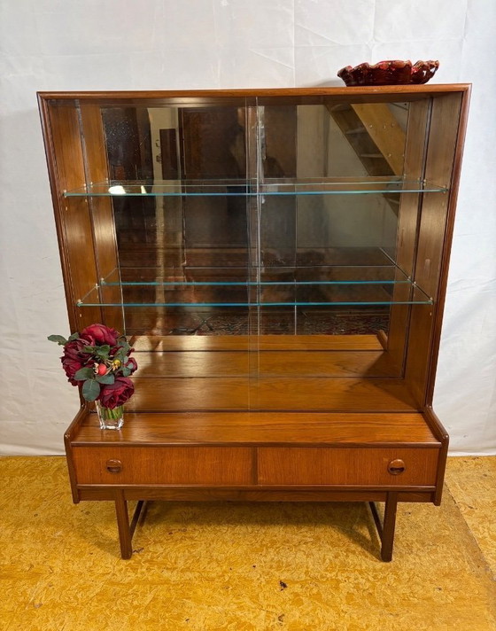 Image 1 of Mid-Century Vintage Turnidge of London Teak Display Cabinet (1960s–1970s)  A stunning Mid-Century Modern teak display cabinet by