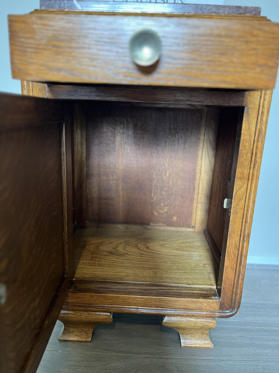 Image 1 of Vintage bedside table with marble top