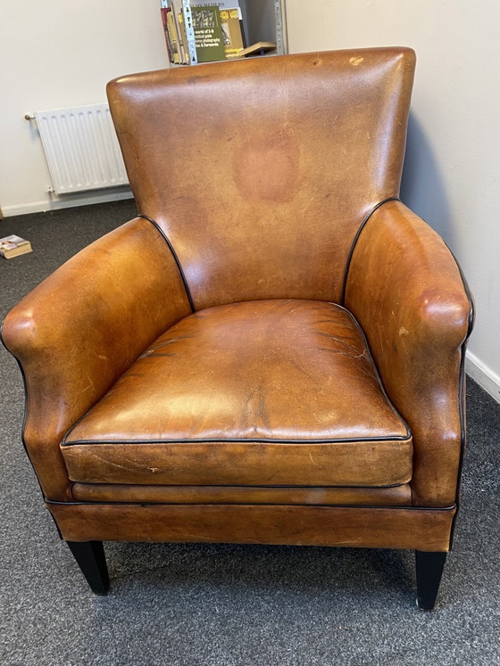 Vintage sheepskin leather sofa + armchair – Lounge Atelier, Seating area, Wood (photo 4 of 14)