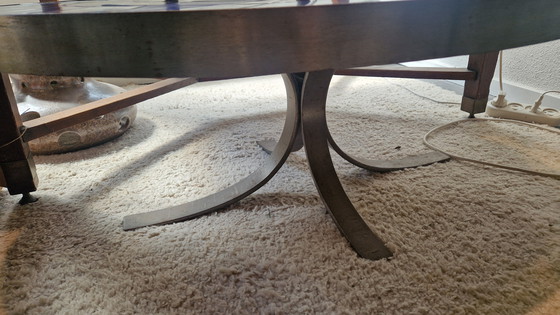 Image 1 of Guy Trévoux coffee table blue ceramic tile top