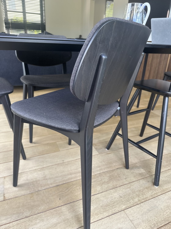 Set van 6 Billiani stoelen in perfecte staat! – Eetkamerstoelen, Wood, Textile (photo 4 of 5)