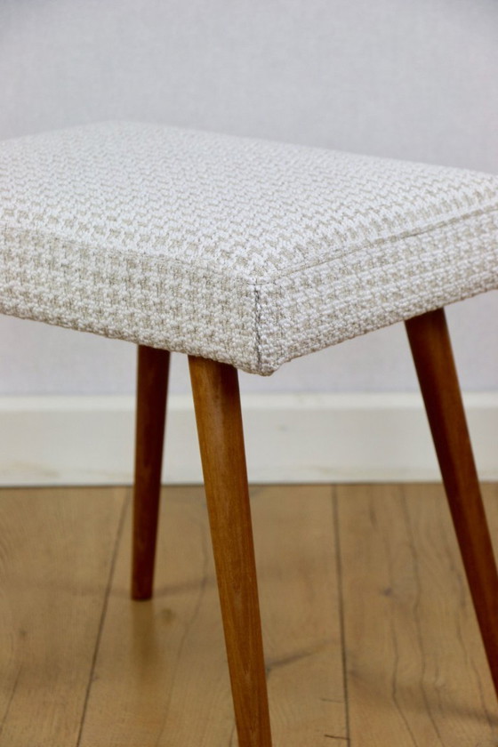 Image 1 of Cream herringbone stool seat - round beech legs