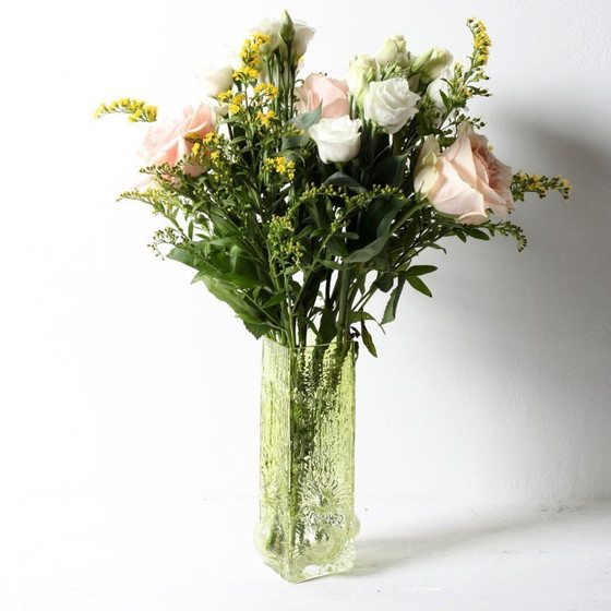 Image 1 of Vintage Scandinavian Lime Glass Vase / Rune Strand for Sea Kosta Glasbruk / 1970s