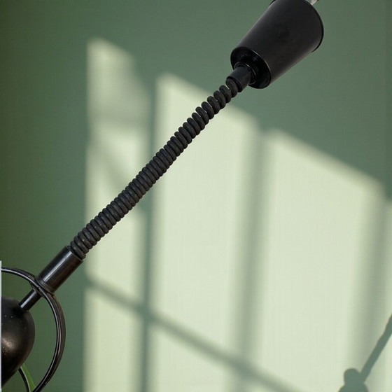 Image 1 of Industriële groene metalen intrekbare eetkamerlamp, jaren 1070