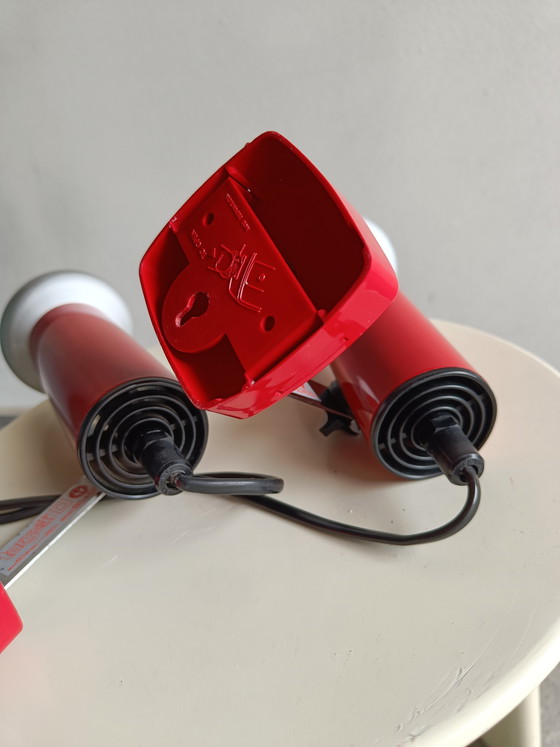 Image 1 of Pair of Targetti Sankey red spotlights, Italy 1970s